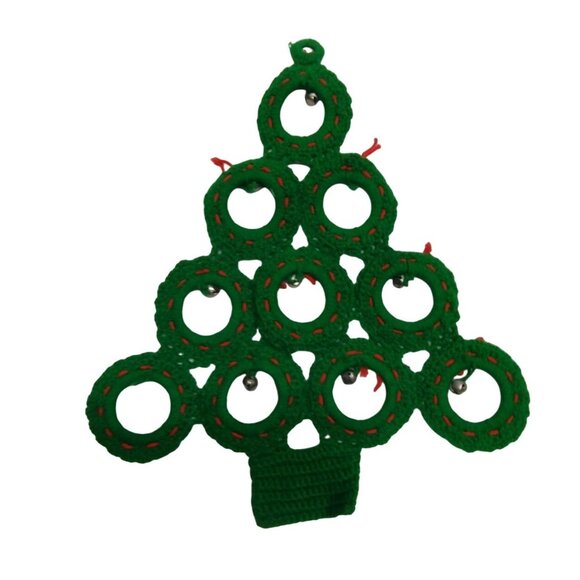 Handmade Crochet Christmas Tree With Wreath Ornaments & Bells‎ - Picture 1 of 6
